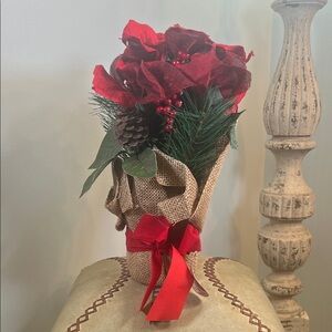 Festive Red Burlap Holiday Arrangement